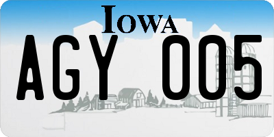 IA license plate AGY005