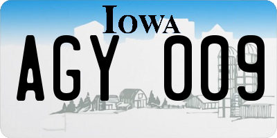 IA license plate AGY009