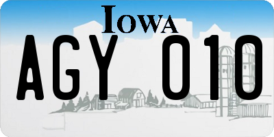 IA license plate AGY010