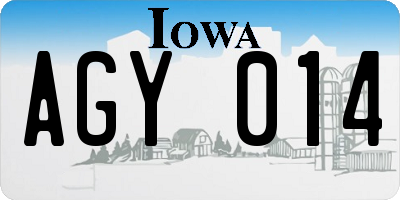 IA license plate AGY014