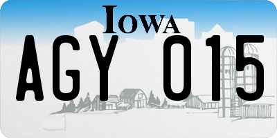 IA license plate AGY015