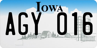 IA license plate AGY016