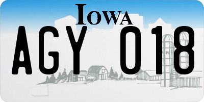 IA license plate AGY018