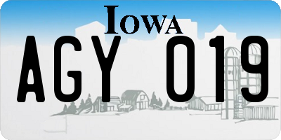 IA license plate AGY019
