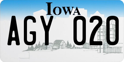 IA license plate AGY020