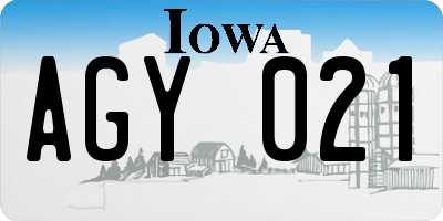 IA license plate AGY021