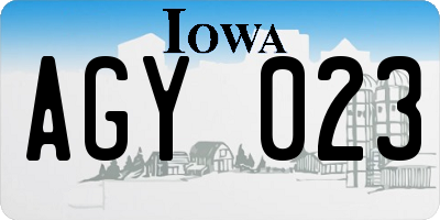IA license plate AGY023