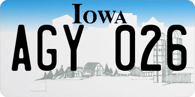 IA license plate AGY026