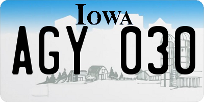 IA license plate AGY030