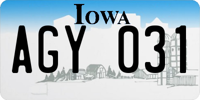 IA license plate AGY031