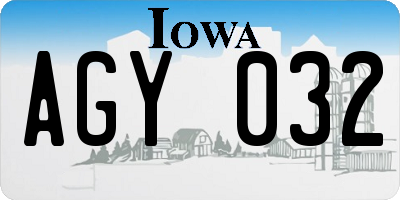 IA license plate AGY032