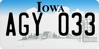 IA license plate AGY033