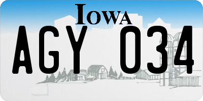 IA license plate AGY034