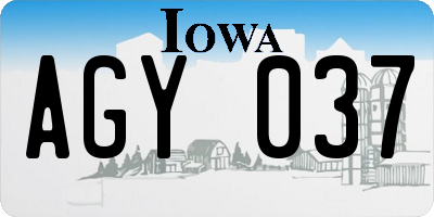 IA license plate AGY037
