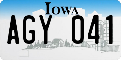 IA license plate AGY041