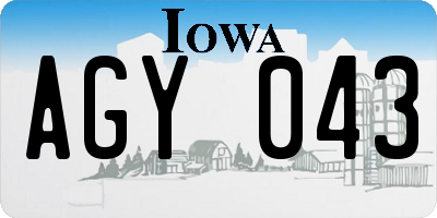 IA license plate AGY043