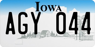 IA license plate AGY044
