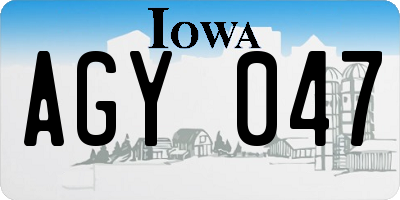 IA license plate AGY047