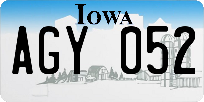 IA license plate AGY052