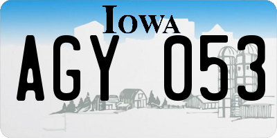 IA license plate AGY053