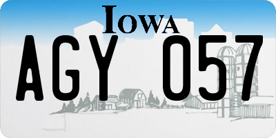 IA license plate AGY057