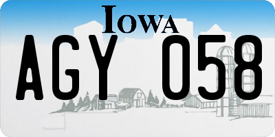 IA license plate AGY058