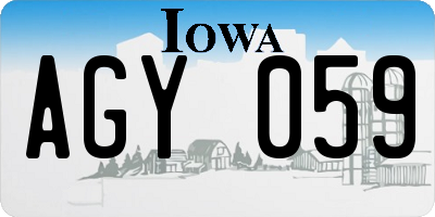 IA license plate AGY059