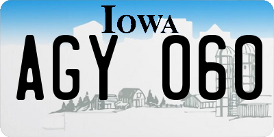 IA license plate AGY060