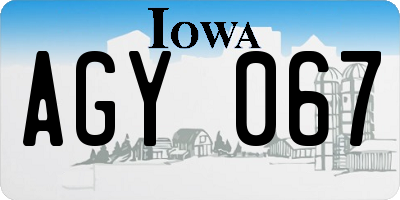 IA license plate AGY067