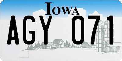 IA license plate AGY071
