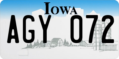IA license plate AGY072