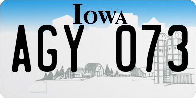 IA license plate AGY073