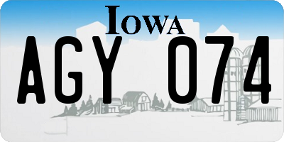 IA license plate AGY074