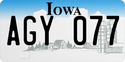IA license plate AGY077