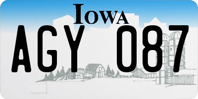 IA license plate AGY087