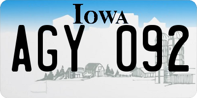 IA license plate AGY092