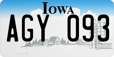 IA license plate AGY093
