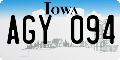IA license plate AGY094