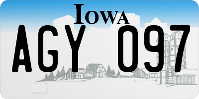 IA license plate AGY097