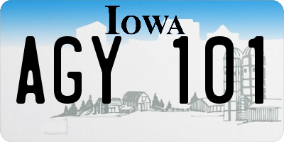 IA license plate AGY101