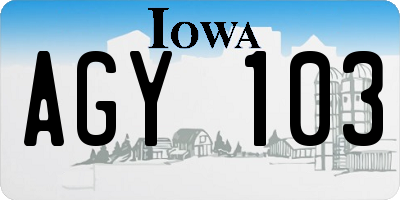IA license plate AGY103