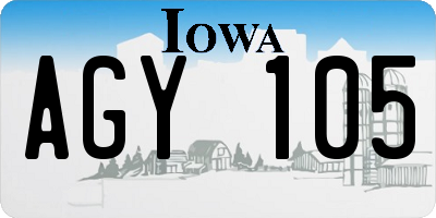 IA license plate AGY105