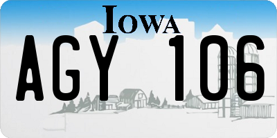 IA license plate AGY106