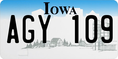 IA license plate AGY109