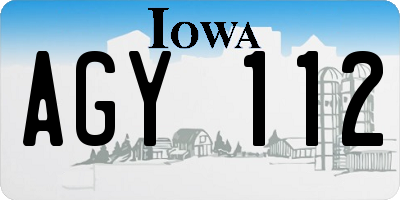 IA license plate AGY112