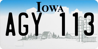 IA license plate AGY113