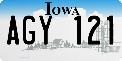 IA license plate AGY121
