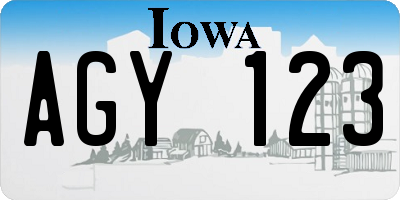 IA license plate AGY123