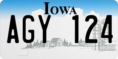 IA license plate AGY124