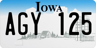 IA license plate AGY125